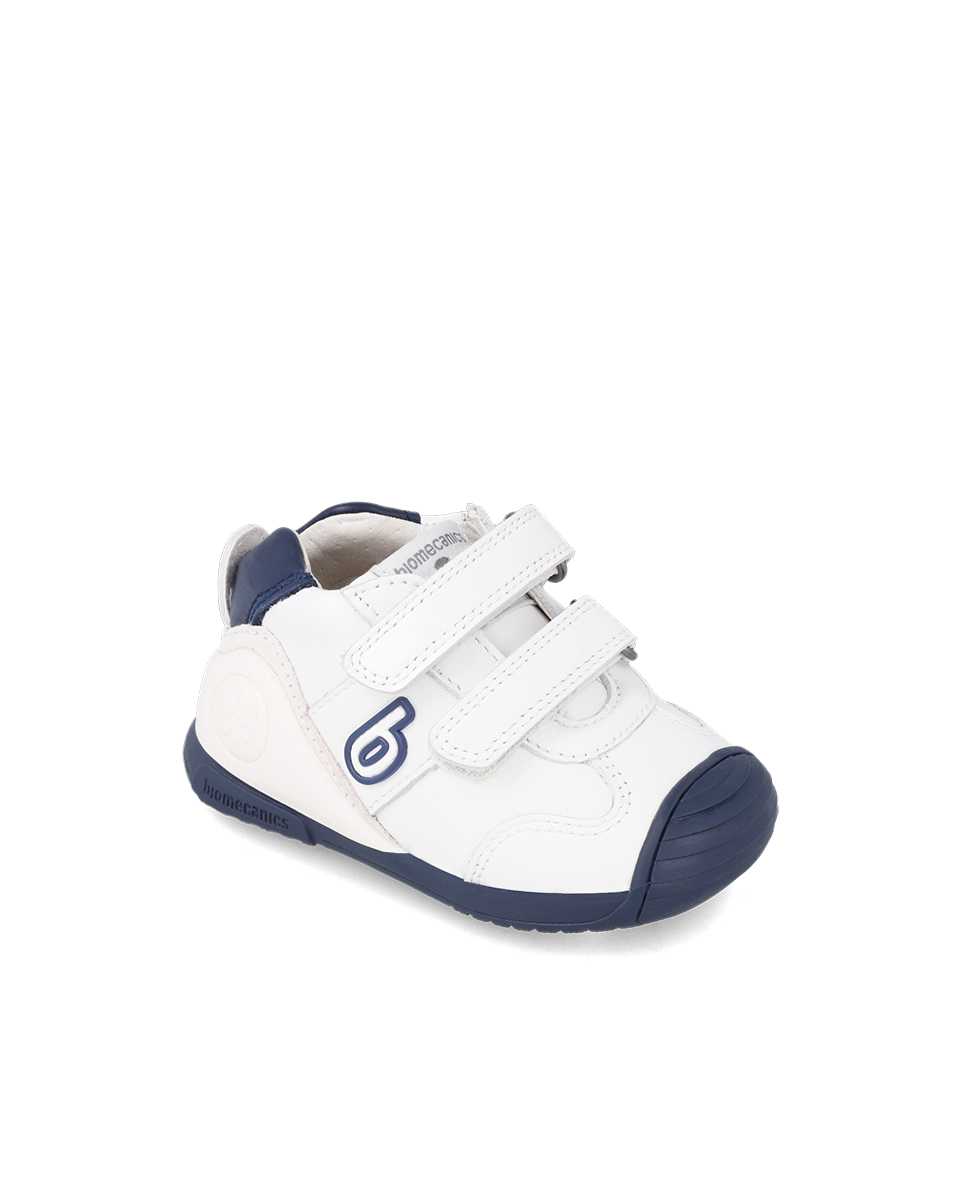 Biogateo Basket sport cuir blanc/bleu