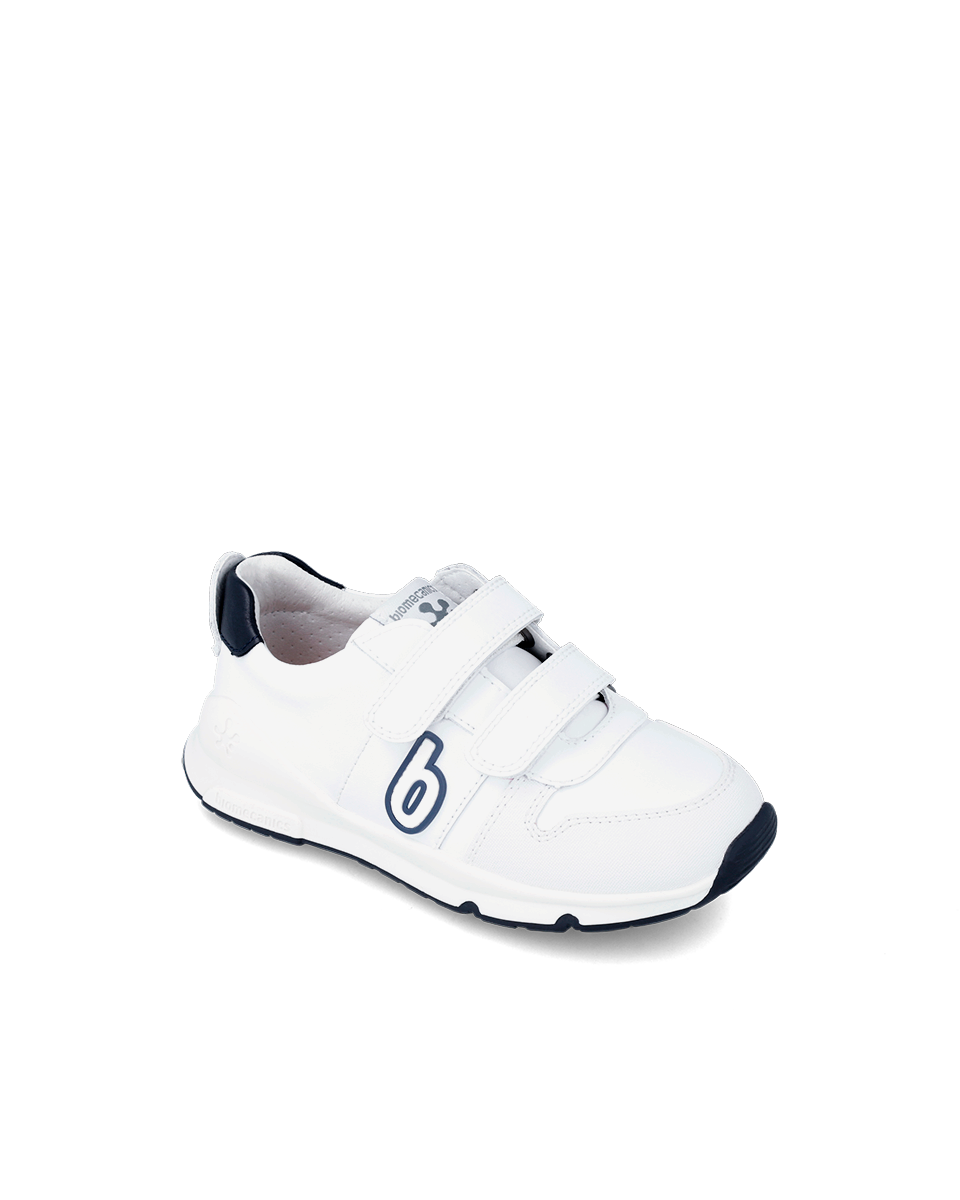 Bioevolution Basket Sport - cuir blanc/bleu