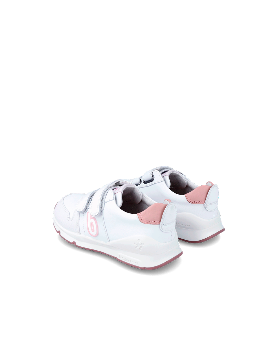 Bioevolution Basket Sport - cuir blanc/rose