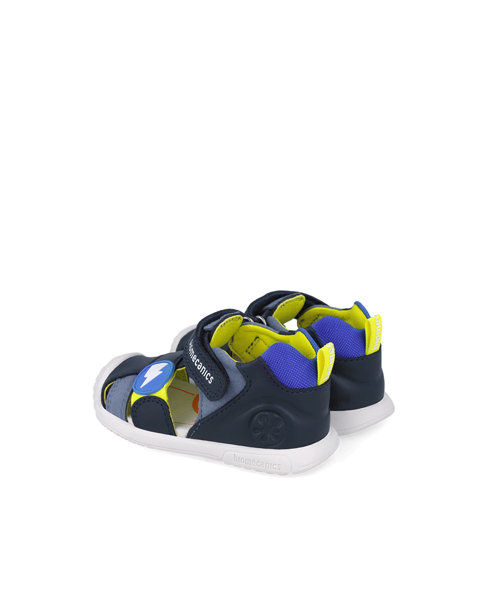 Sandale Cuir Eclair - Bleu Marine