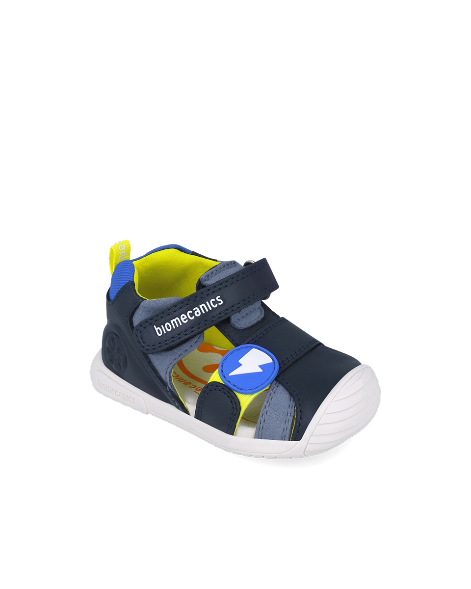 Sandale Cuir Eclair - Bleu Marine