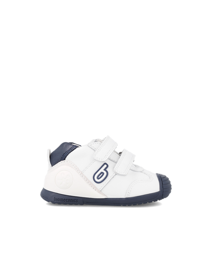 Biogateo Basket sport cuir blanc/bleu