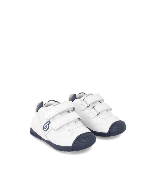 Biogateo Basket sport cuir blanc/bleu