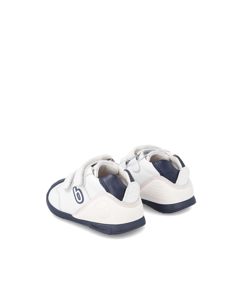 Biogateo Basket sport cuir blanc/bleu