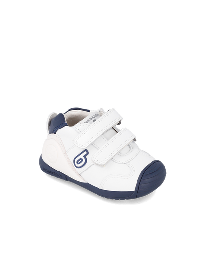 Biogateo Basket sport cuir blanc/bleu