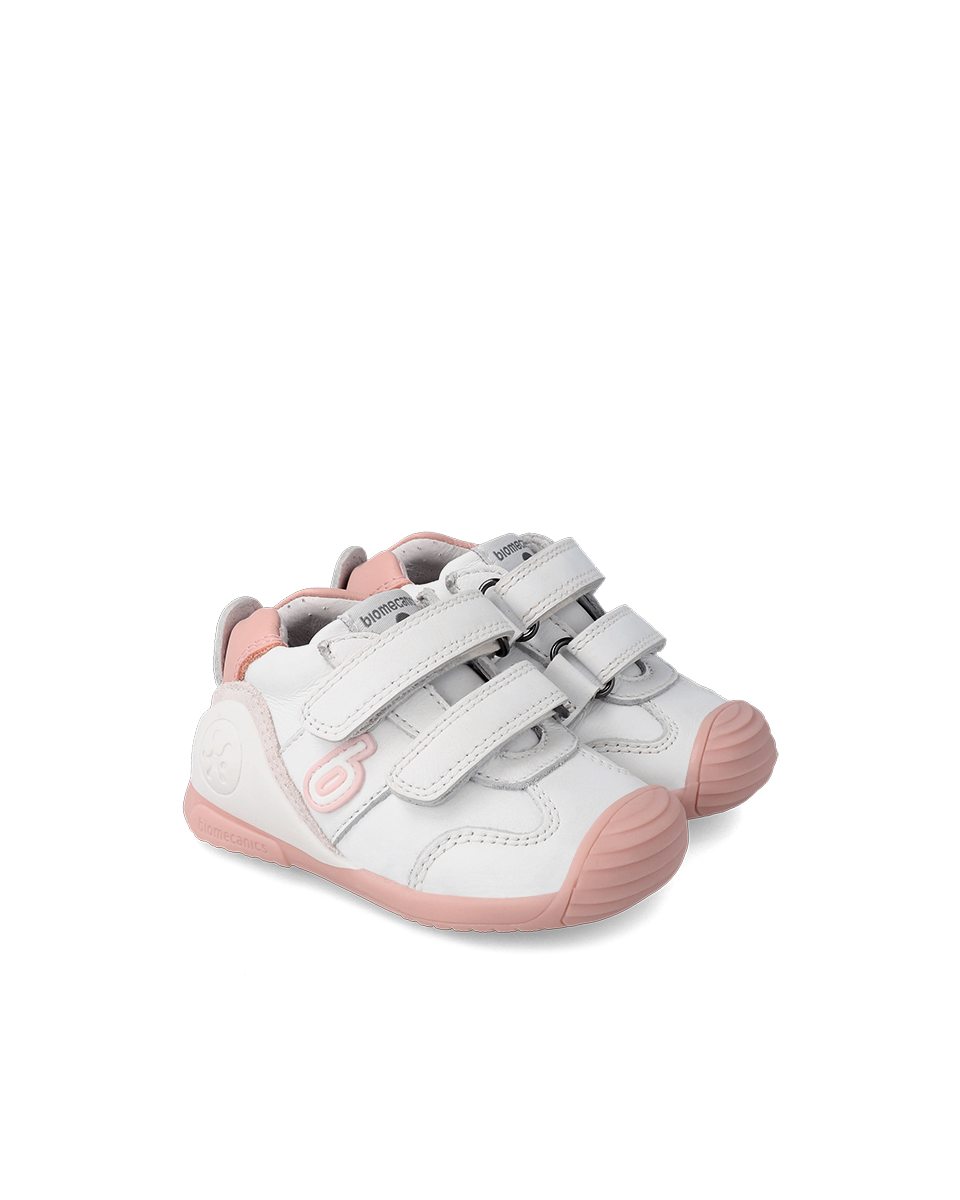 Biogateo Basket Sport - cuir blanc/rose