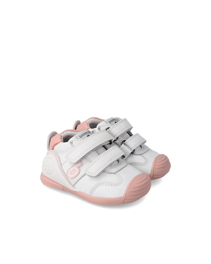 Biogateo Basket Sport - cuir blanc/rose