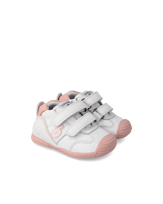 Biogateo Basket Sport - cuir blanc/rose