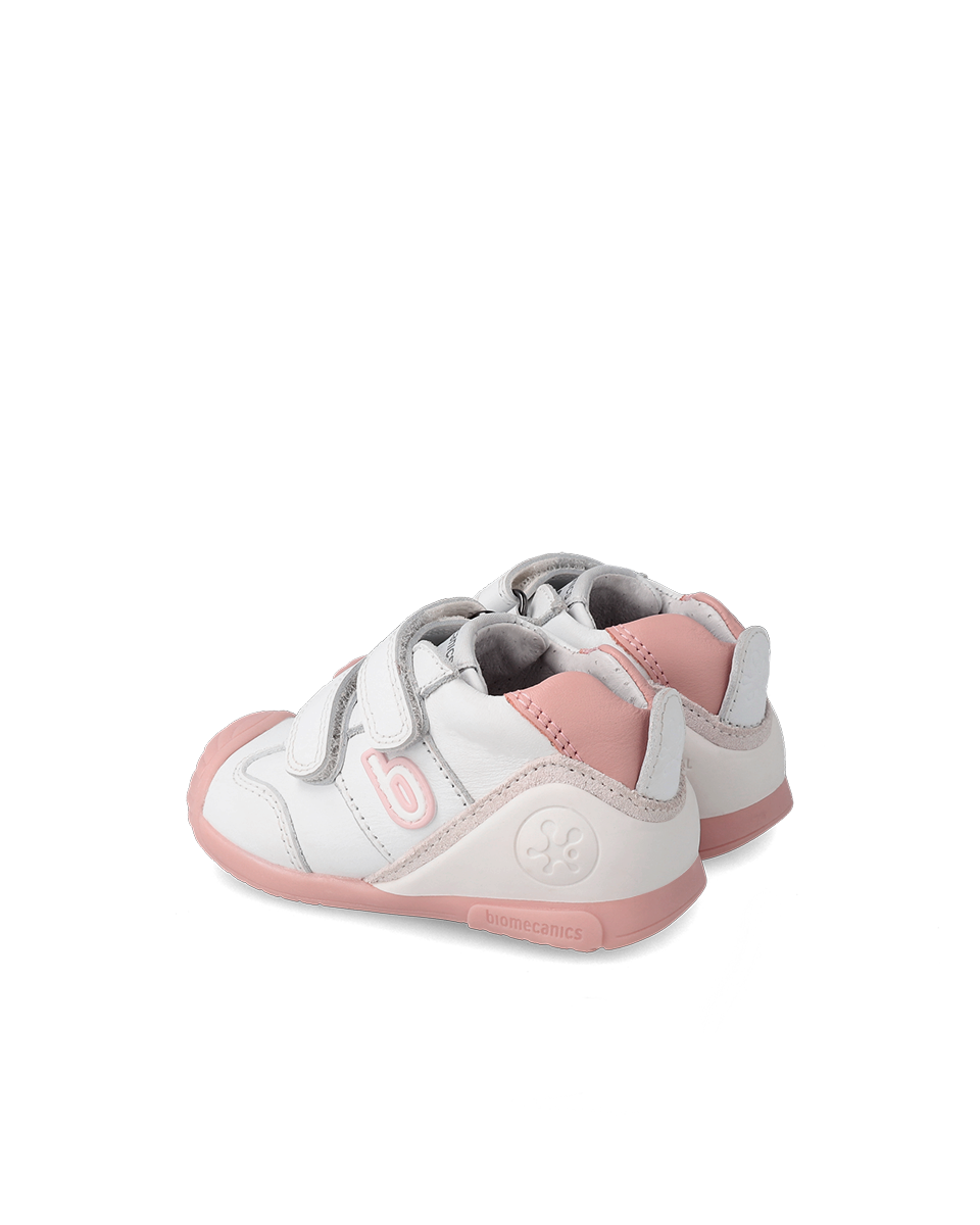 Biogateo Basket Sport - cuir blanc/rose