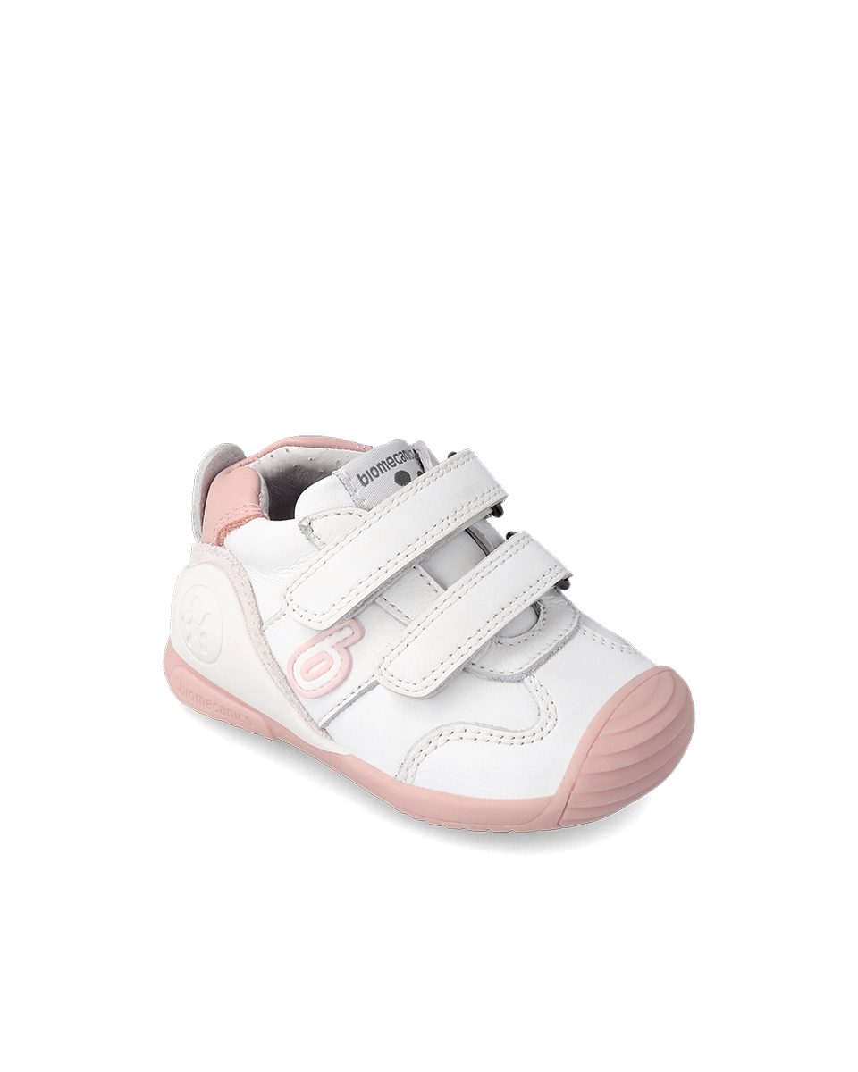 Biogateo Basket Sport - cuir blanc/rose
