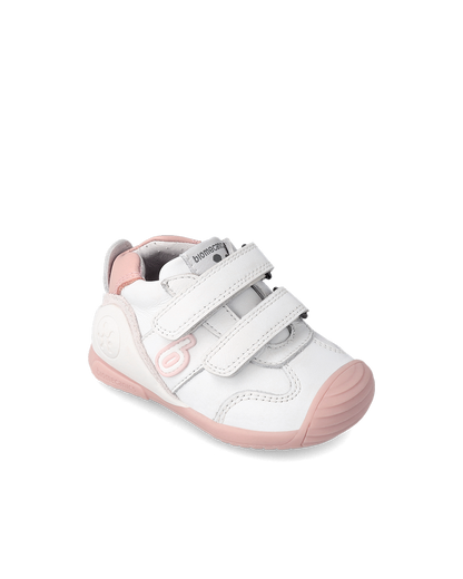 Biogateo Basket Sport - cuir blanc/rose