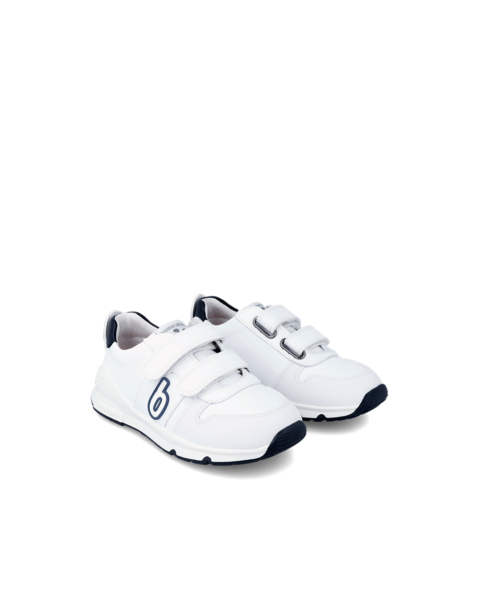 Bioevolution Basket Sport - cuir blanc/bleu