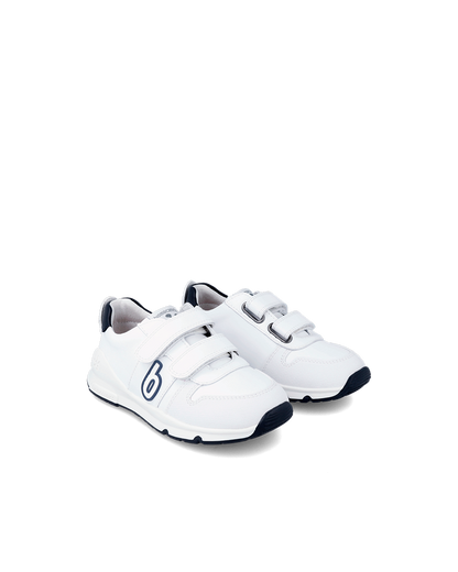 Bioevolution Basket Sport - cuir blanc/bleu