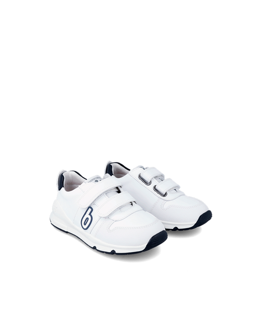 Bioevolution Basket Sport - cuir blanc/bleu