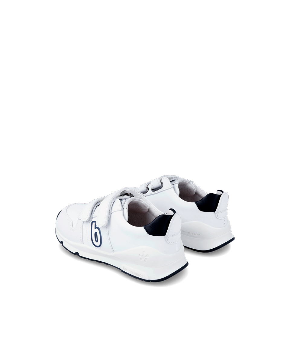 Bioevolution Basket Sport - cuir blanc/bleu