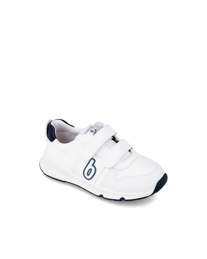 Bioevolution Basket Sport - cuir blanc/bleu