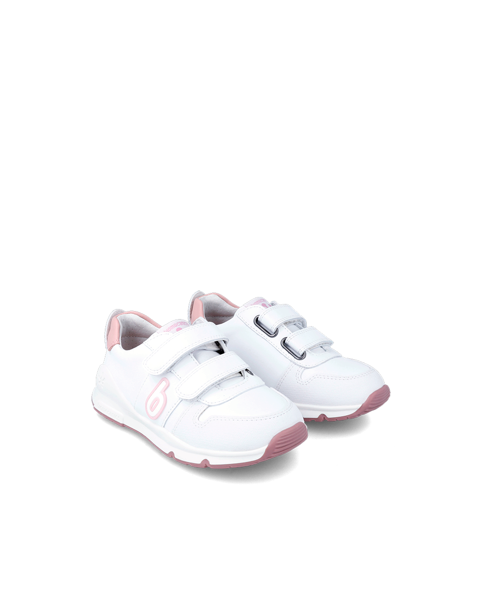Bioevolution Basket Sport - cuir blanc/rose