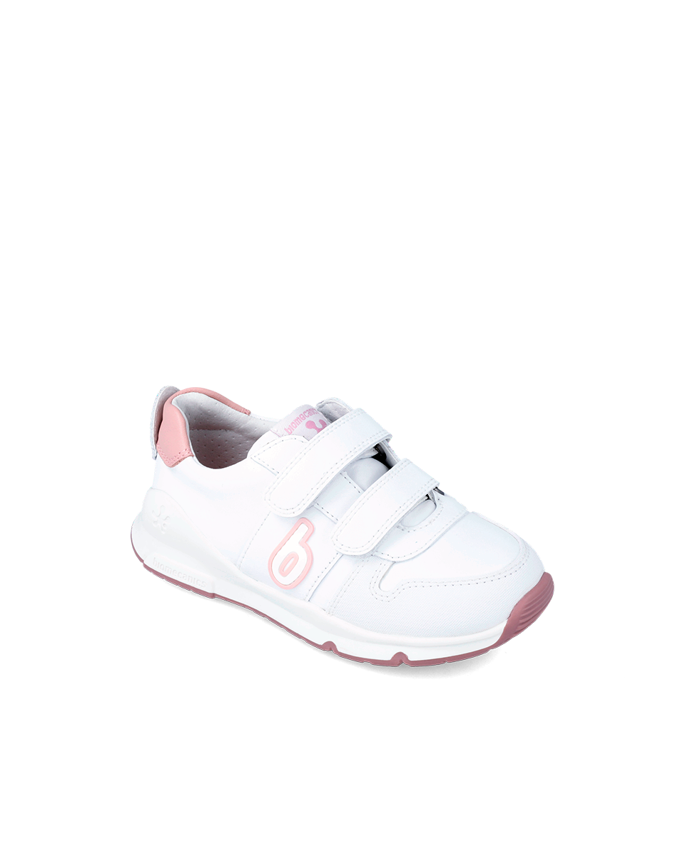Bioevolution Basket Sport - cuir blanc/rose