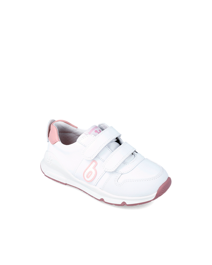 Bioevolution Basket Sport - cuir blanc/rose
