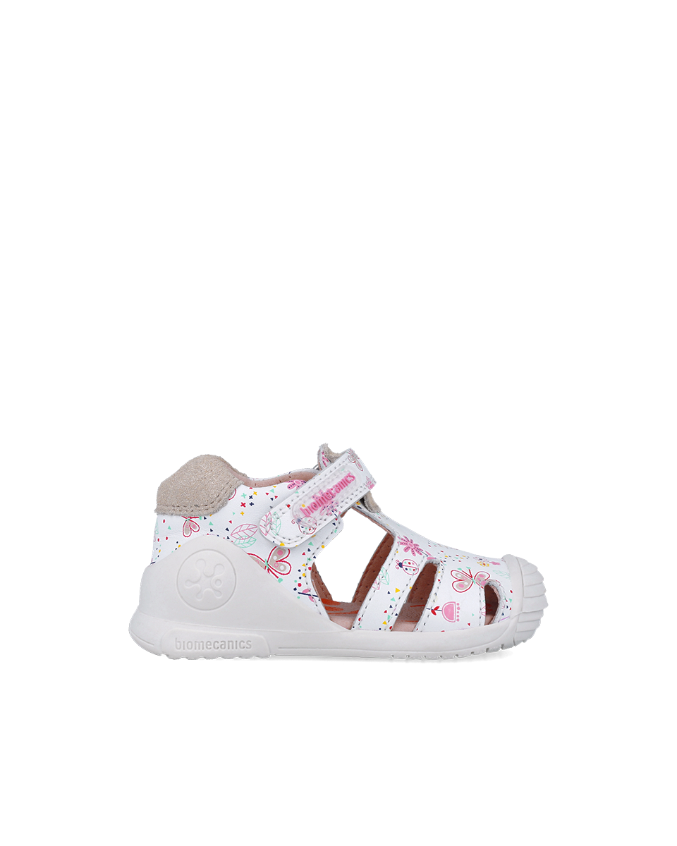 Sandales Cuir - Fleuri Blanc