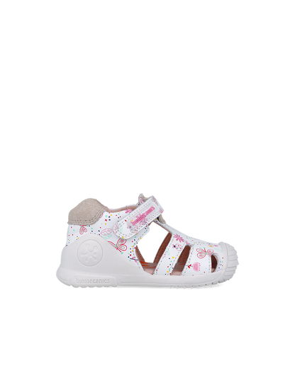 Sandales Cuir - Fleuri Blanc