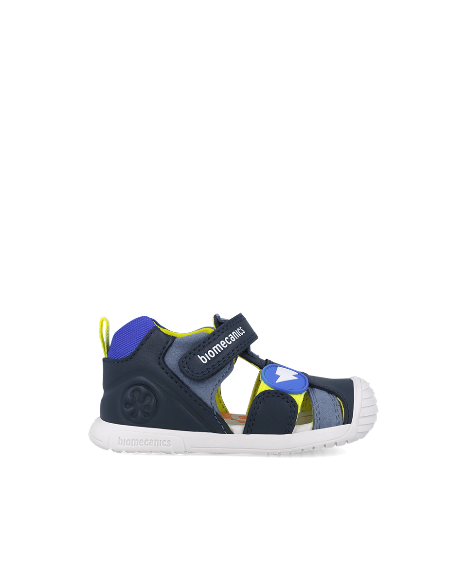 Sandale Cuir Eclair - Bleu Marine