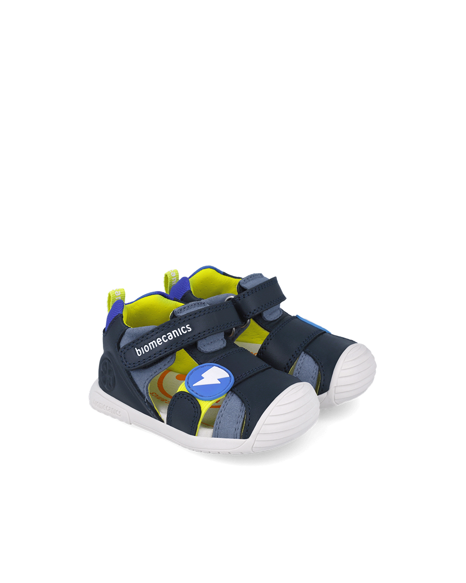 Sandale Cuir Eclair - Bleu Marine