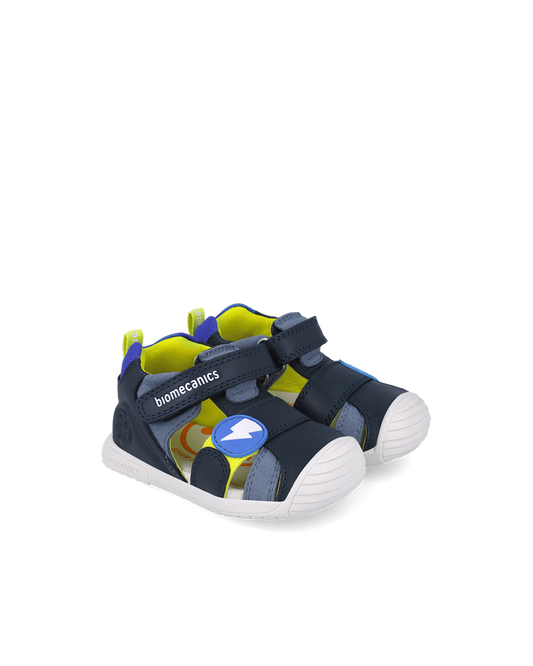 Sandale Cuir Eclair - Bleu Marine
