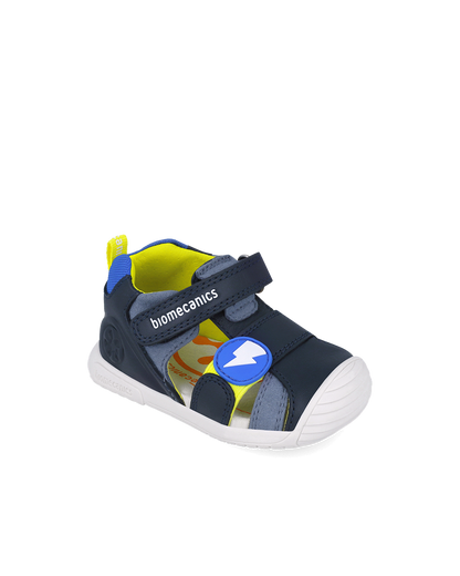 Sandale Cuir Eclair - Bleu Marine